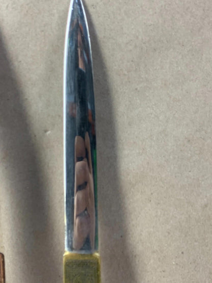 Vintage Collectible Brass Niello Middle Eastern Style Etched Letter Opener