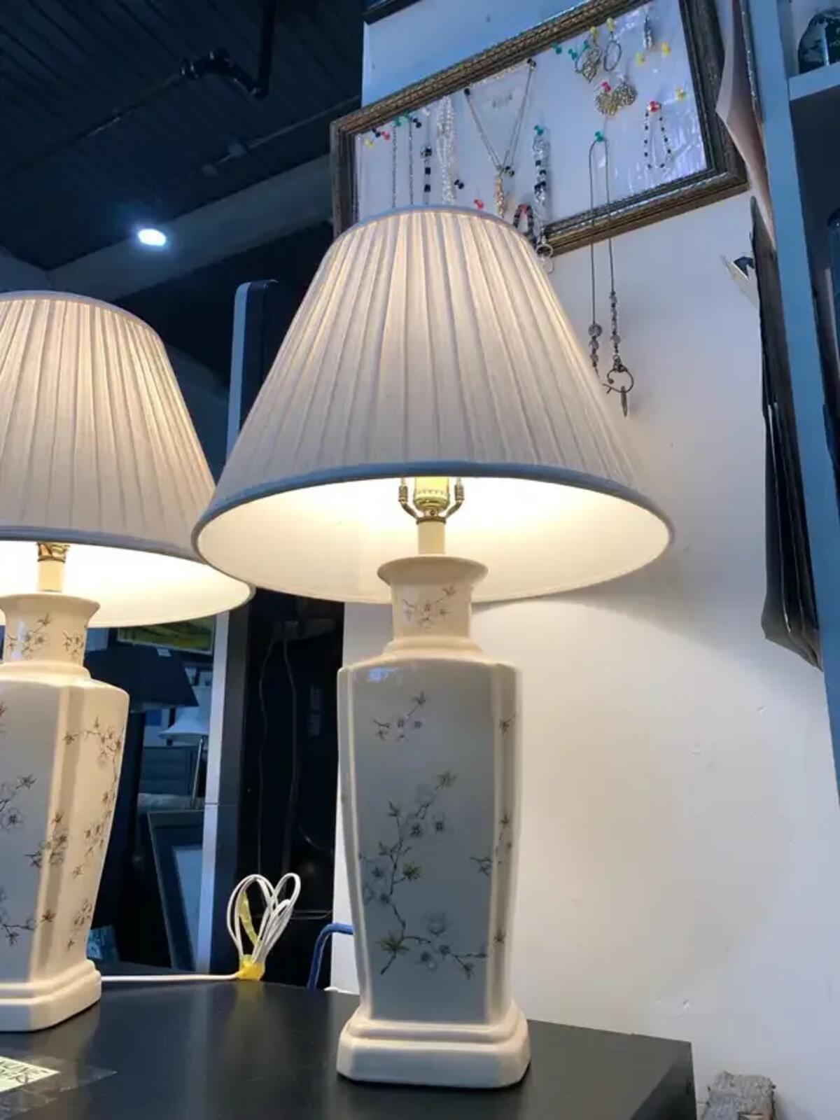 Vintage Ceramic Floral Table Lamps - 2 available