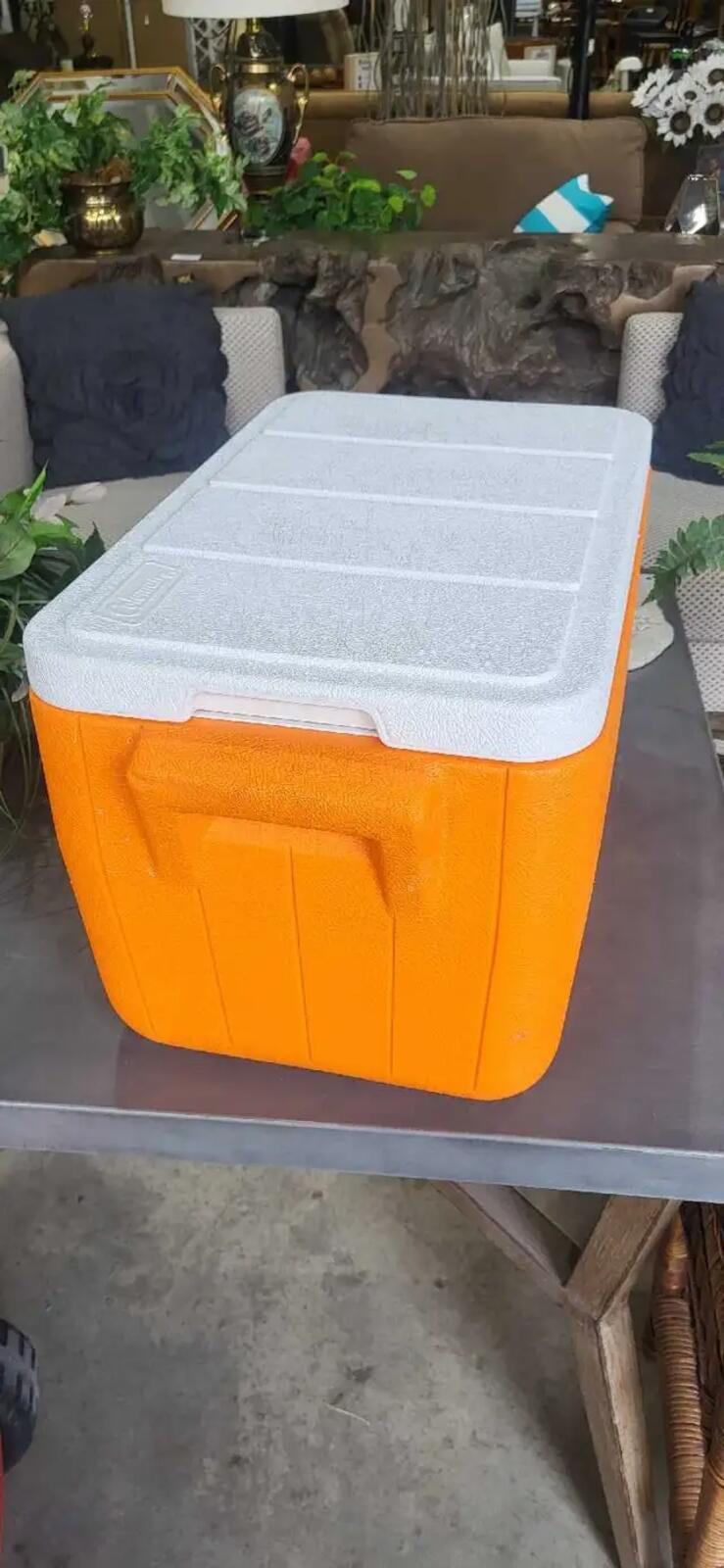 Vintage Orange Coleman Poly-Lite Cooler 21 x 13 x 12.5