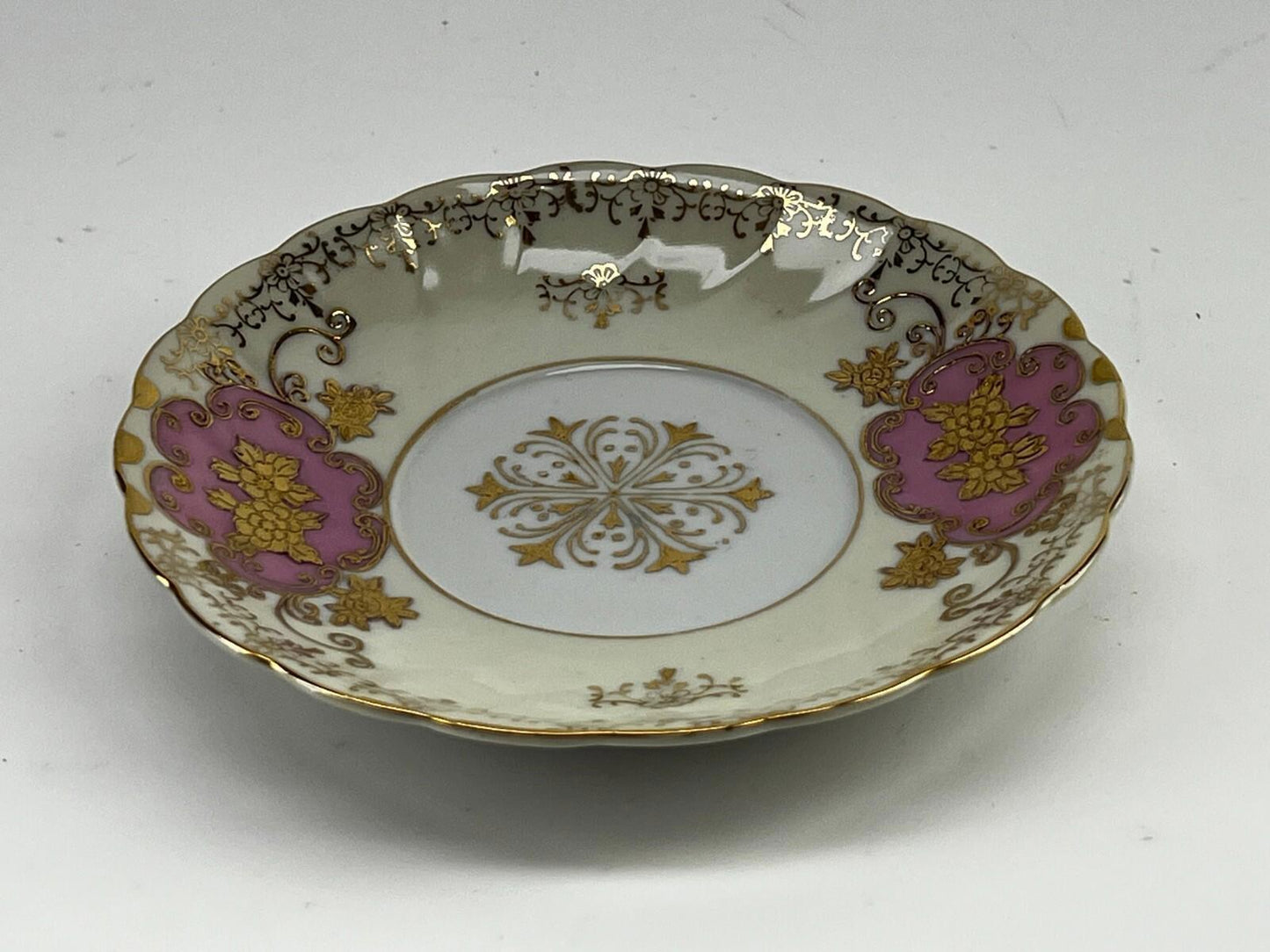 Vintage Shafford - Pink and Gold Floral - Three Footed Cup & Saucer - Teacup