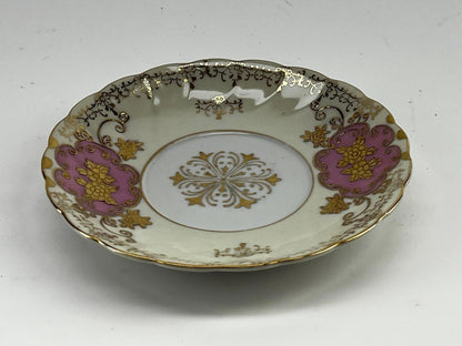 Vintage Shafford - Pink and Gold Floral - Three Footed Cup & Saucer - Teacup