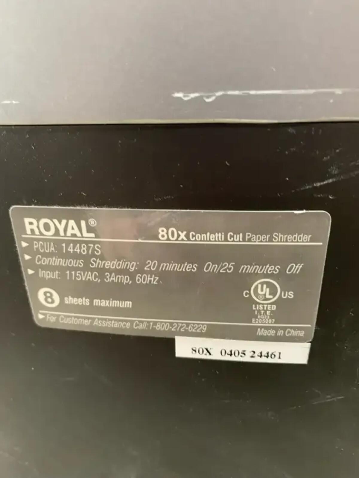 Royal 80x Confetti Cut Paper Shredder