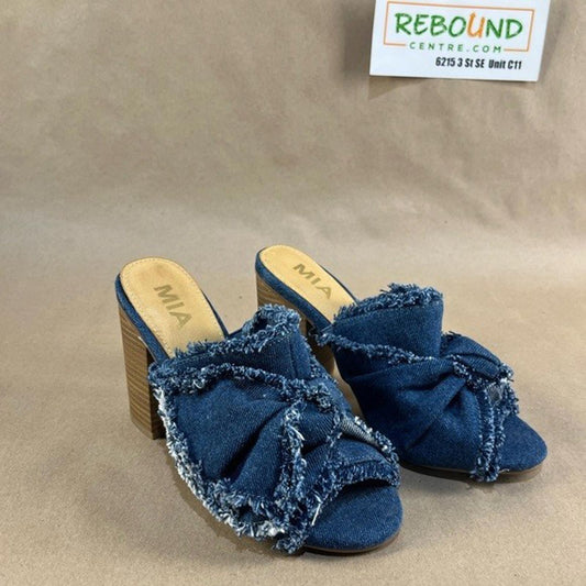 MIA Women's Frayed Denim Mules Size US 6