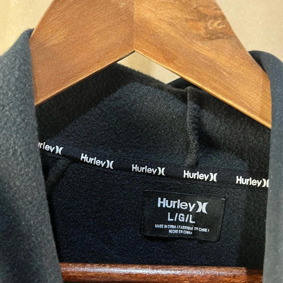 Hurley hoodie men’s black Size L