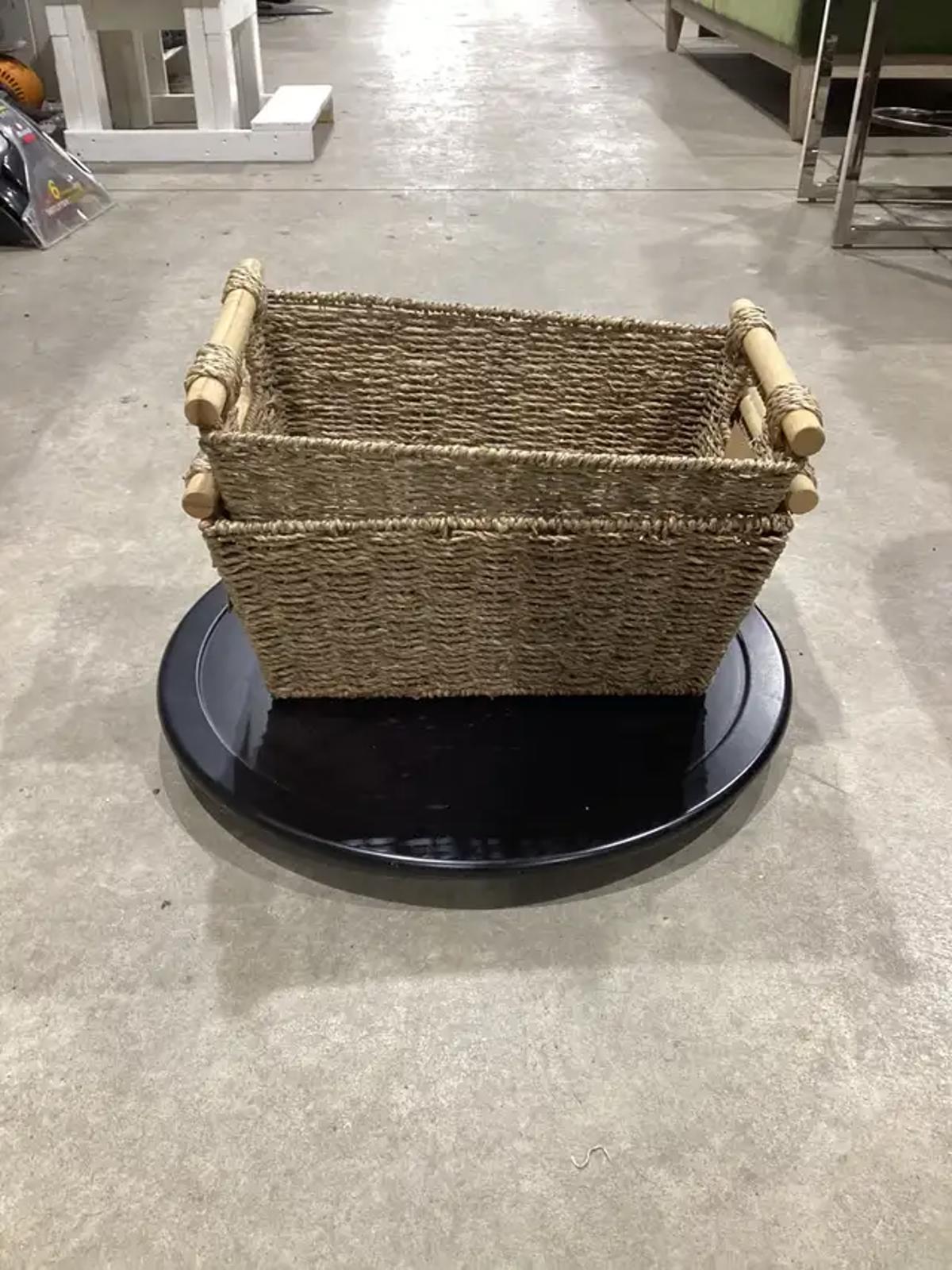 Wooden Handle Collection Baskets - Set of 2