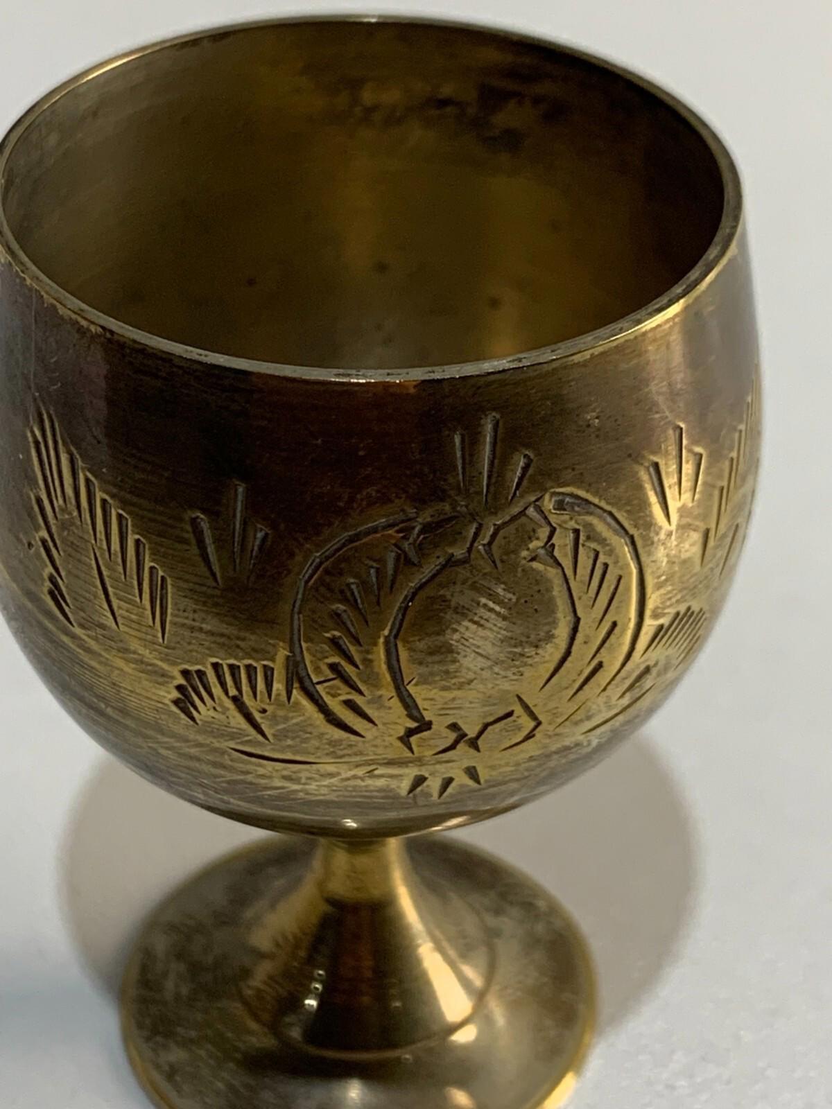 Retro Brass Cordial Glasses - Set Of Six
