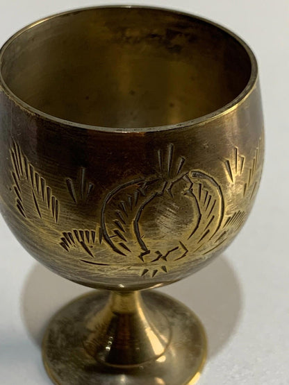 Retro Brass Cordial Glasses - Set Of Six