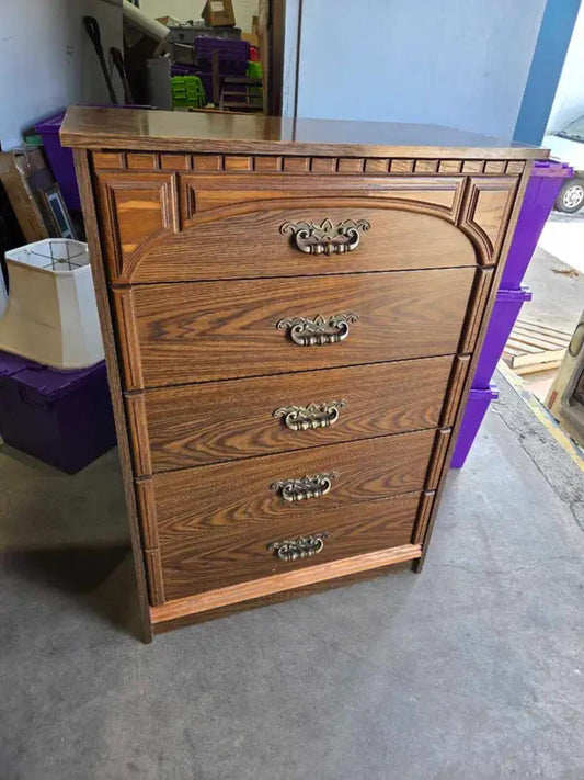Vintage Wood 5-Drawer Dresser
