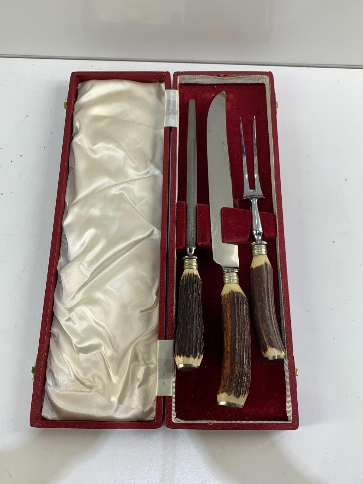 Set of 3 Sheffield English Stainless Steel Blade Carvings