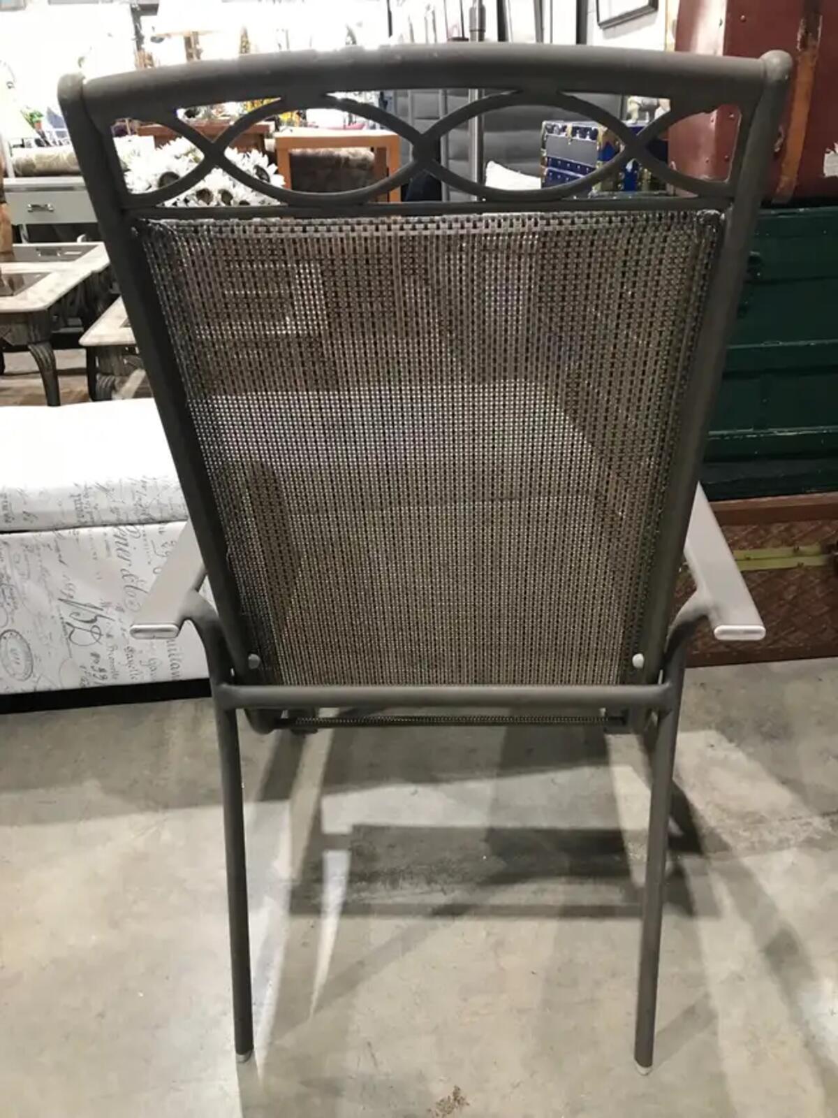 Grey and Brown Slingback Woven Patio Chairs 42.5” - 6 Available