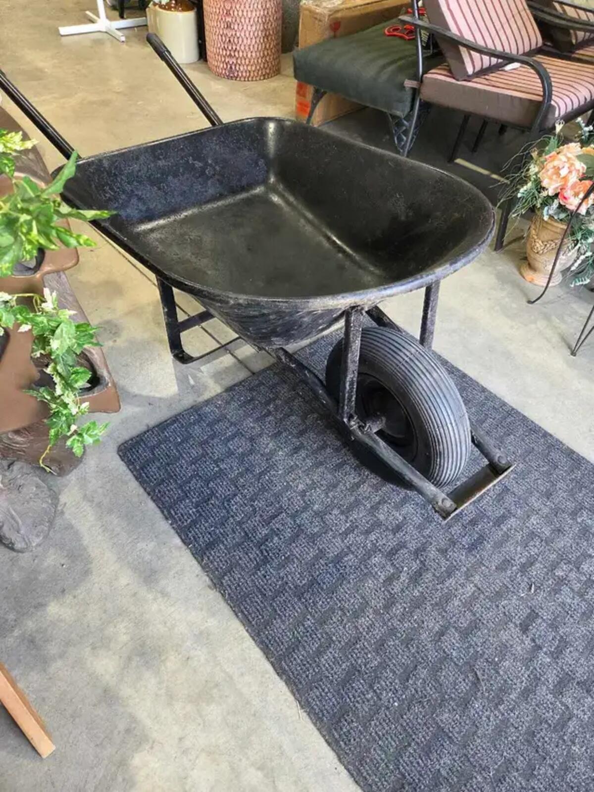 Black Metal Wheelbarrow