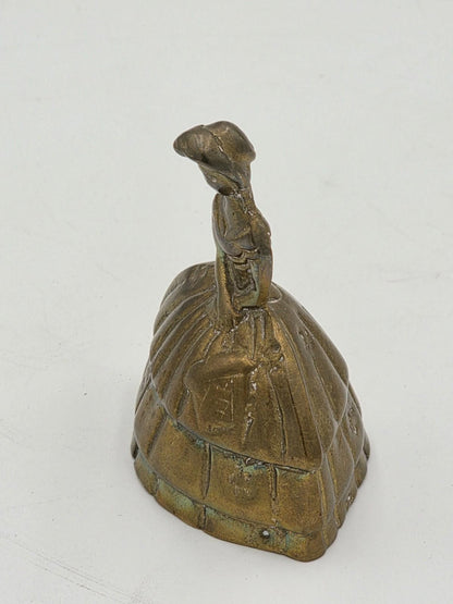 Vintage Brass Crinoline Lady Bell: Rustic Mid Century Dinner Bell - England