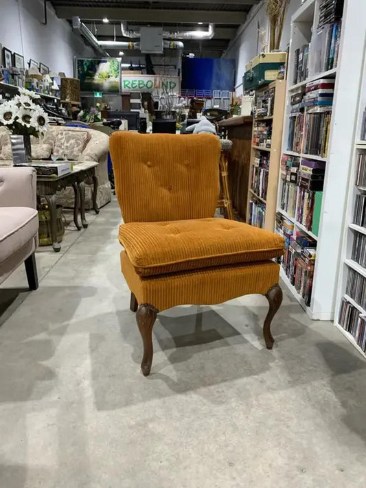 Vintage Mustard Corduroy Accent Chair