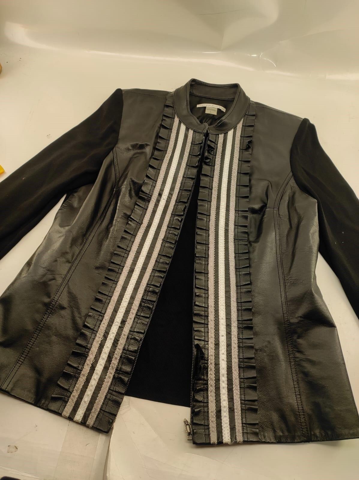 Peter Nygard Black Leather Combo Jacket  - Size L