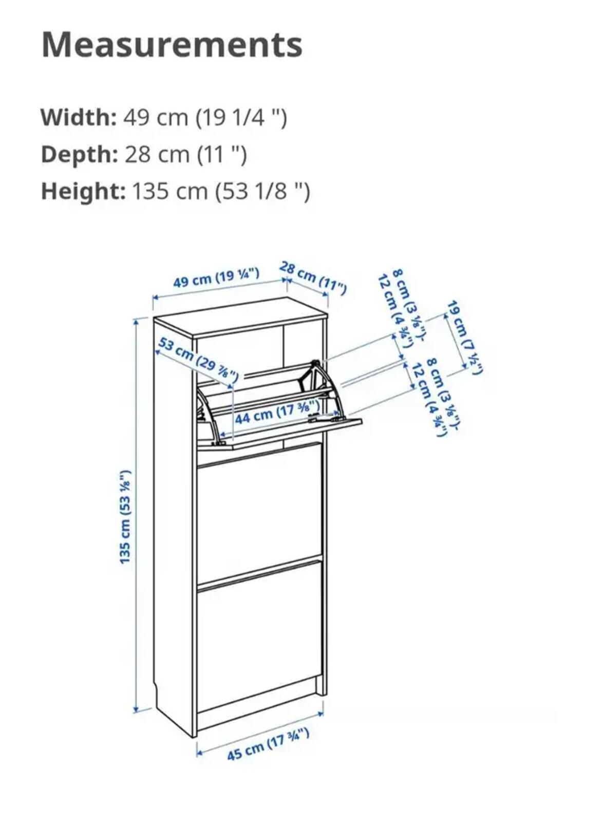 Ikea Bissa 3-Drawer Shoe Cabinet