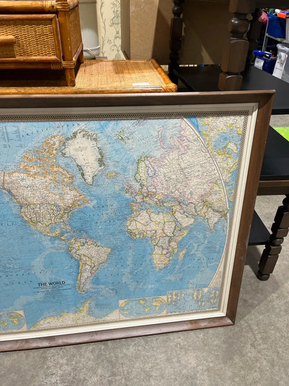 Vintage World Map Framed