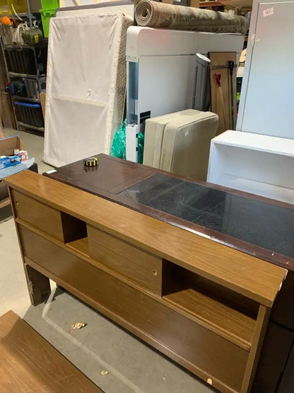 MCM Styled Headboard With Shelf Storage and Footboard
