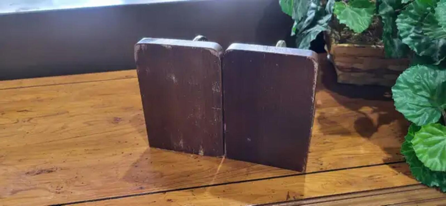 Pair of Decorative Mini Globe Bookends with Wooden Bases