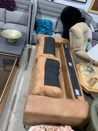 Modern Brown Faux Suede Sofa