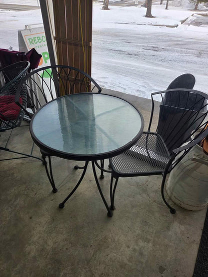 3 Piece Outdoor Patio Set - Metal Table & Chairs
