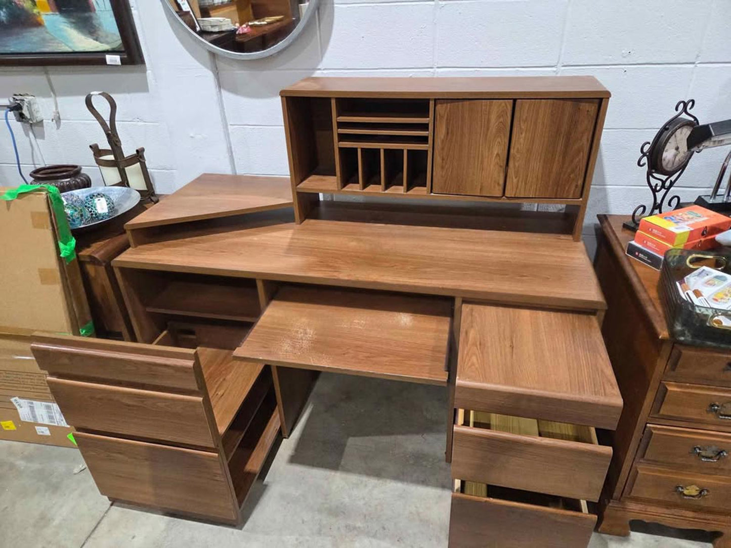 Wood Desk with Hutch