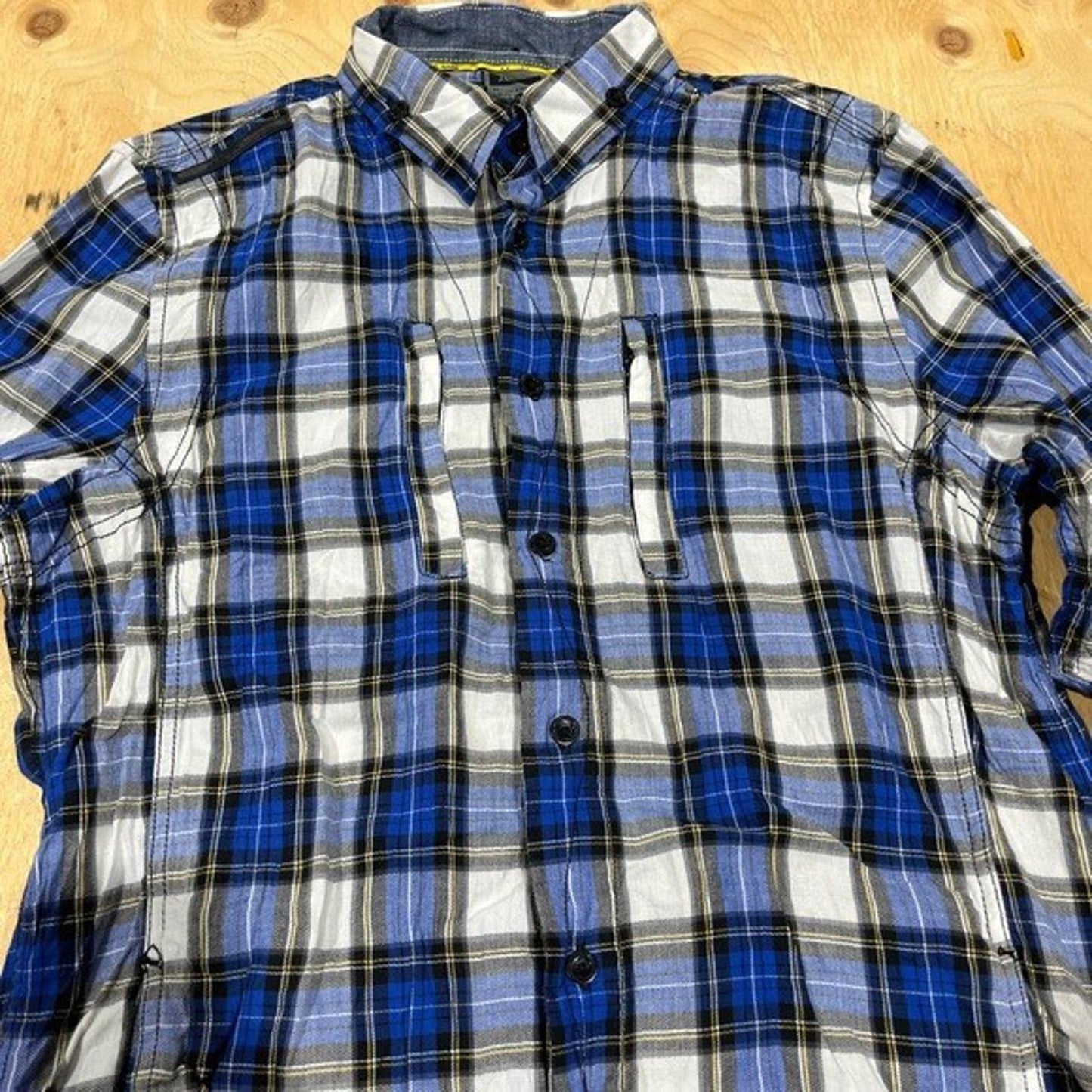 J.C. Rags Men’s Shirt (Blue Plaid, Size XL)