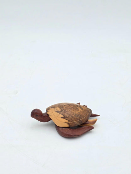 Vintage Wooden Hand Carved Turtle Figurine