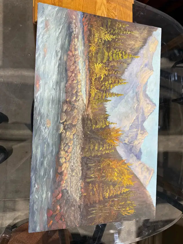 Beautiful River/Mountians Handmade Painting.