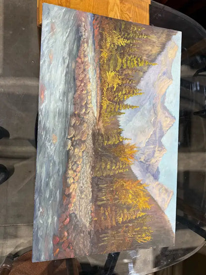 Beautiful River/Mountians Handmade Painting.