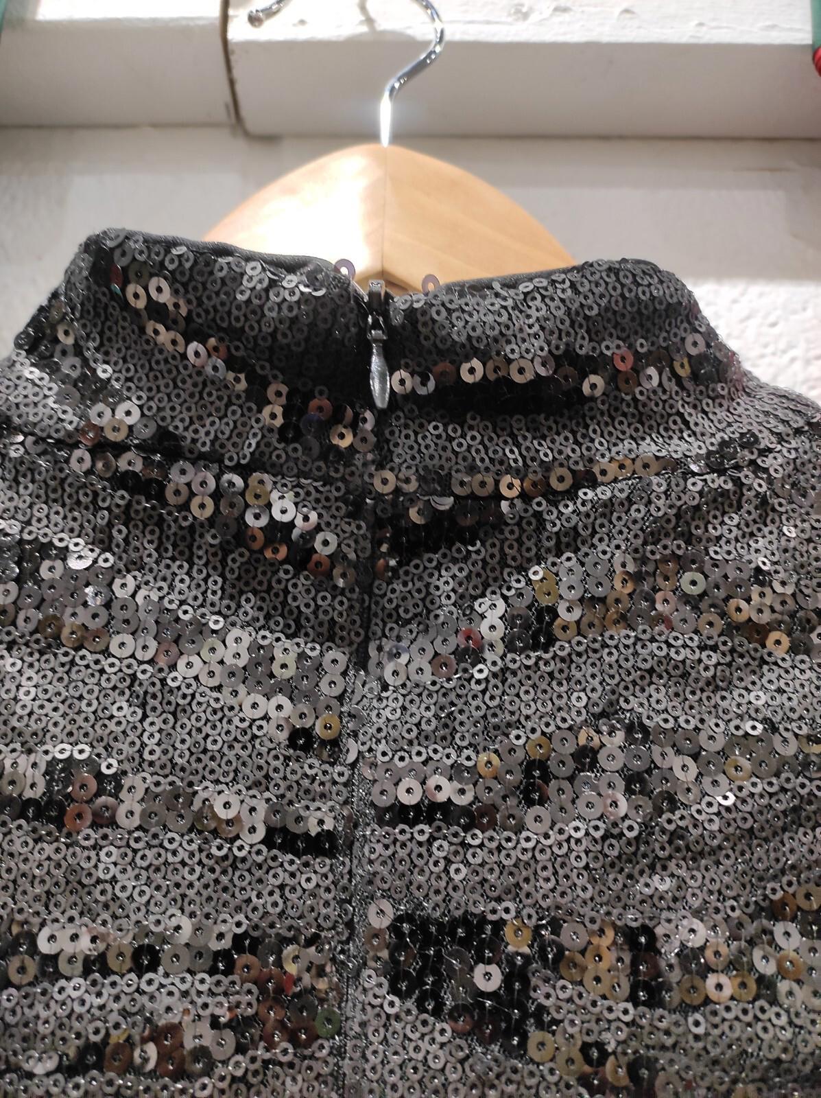 NWT Le-Chateau black and brown sparkly gold glitter halter dress size M