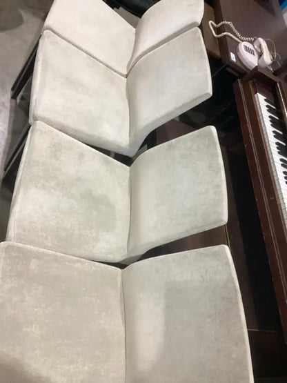 White Velvet Fabric Dining Chairs - 4 Available