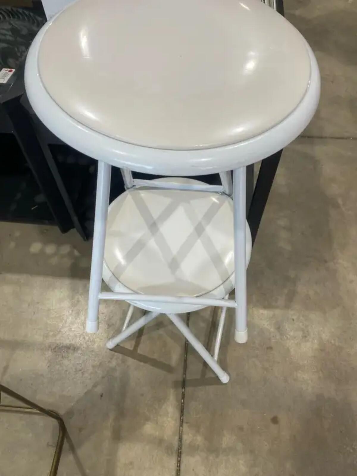 Set of 2 White Folding Stools