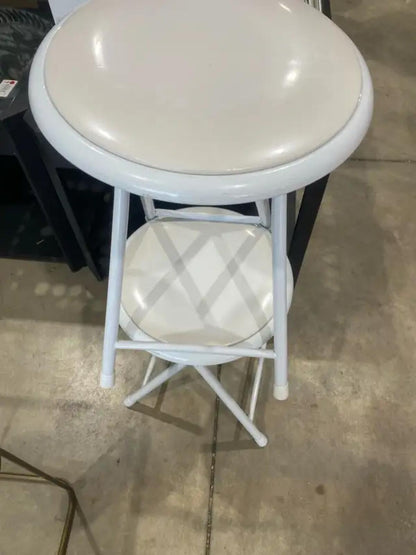 Set of 2 White Folding Stools