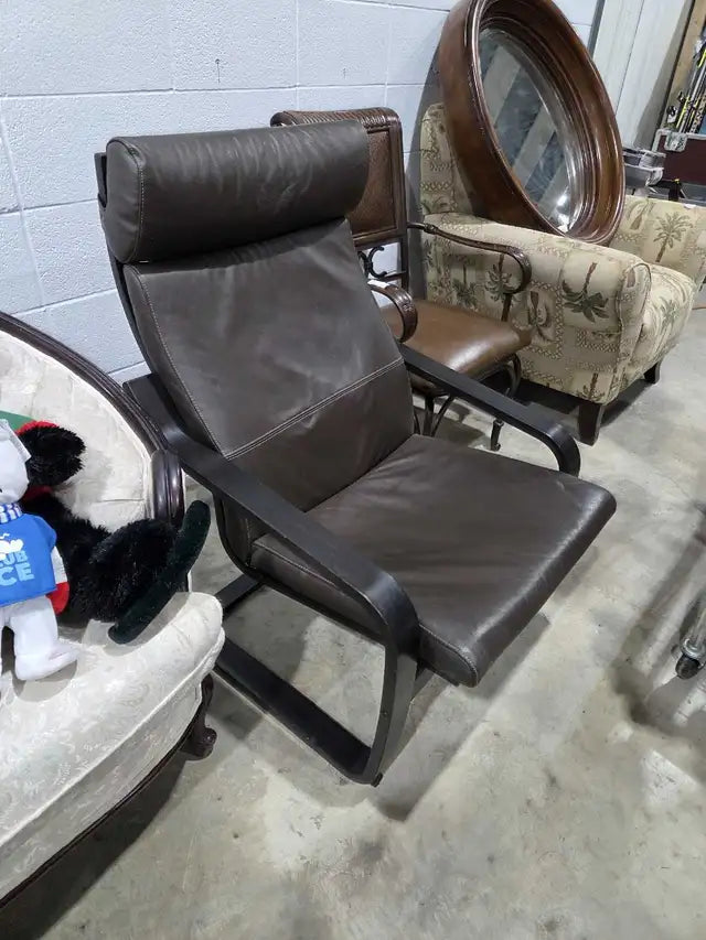 Ikea Poang Leather Lounge Chair