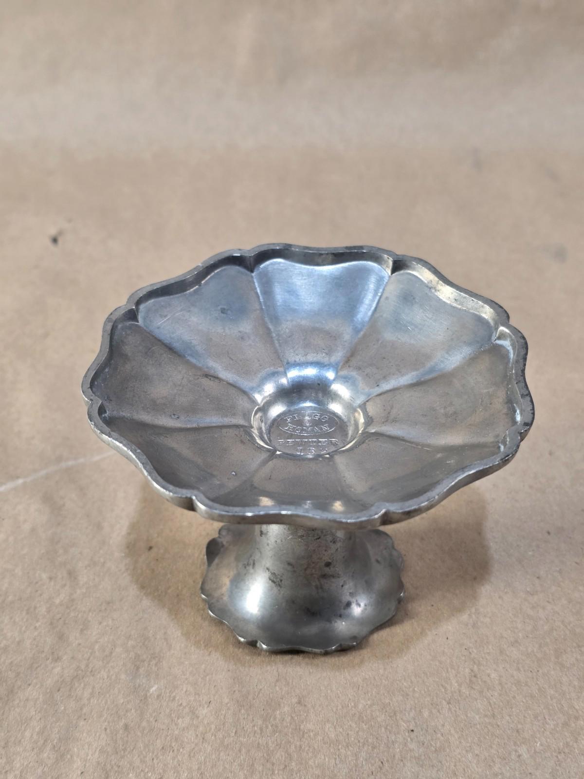 Antique Flagg & Homan Pewter Pedestal dish, Circa 1875