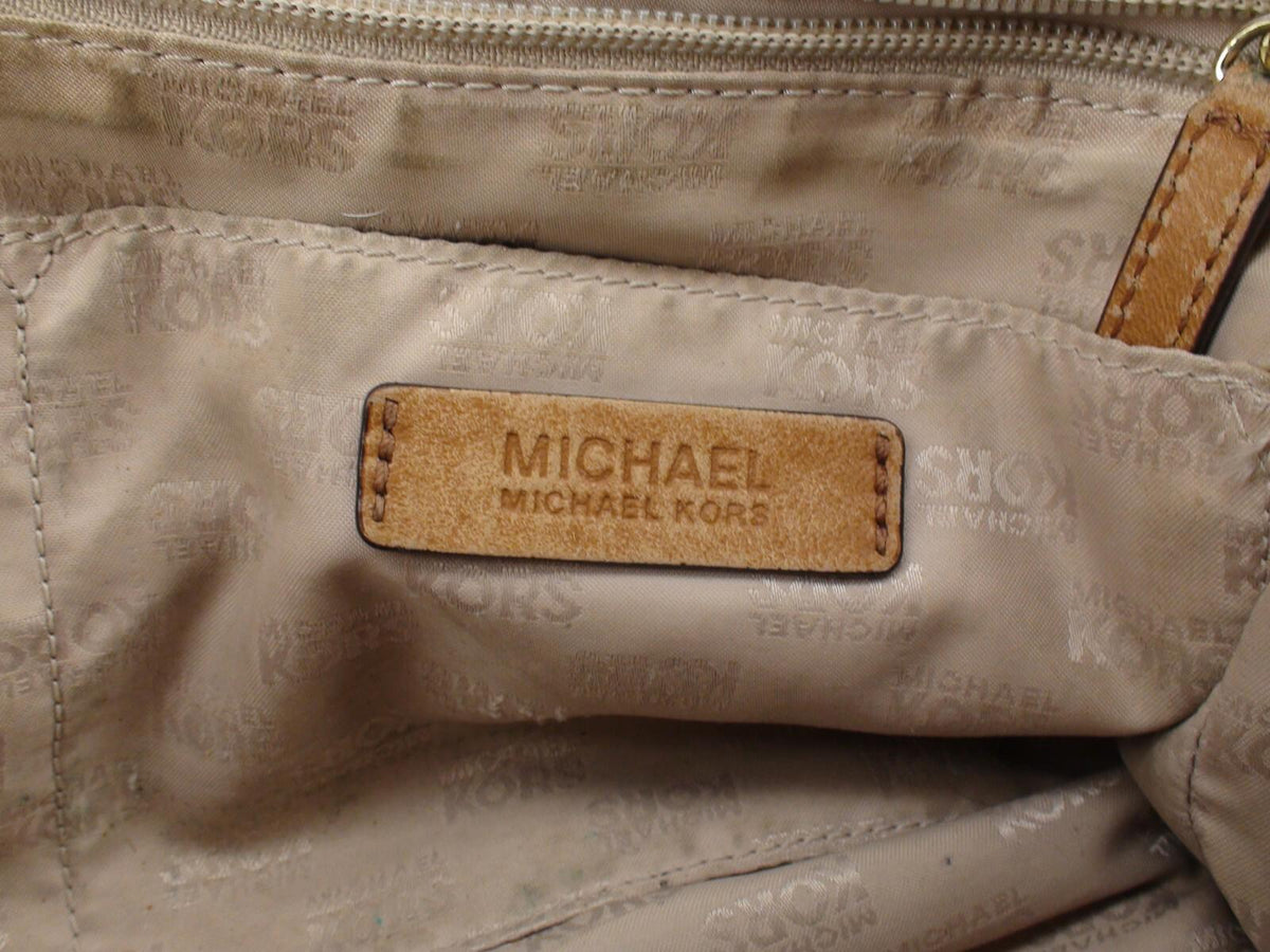 Michael Kors MK Lillie Chain Tan Brown Leather Tote With MK Wallet - Pre-Owned
