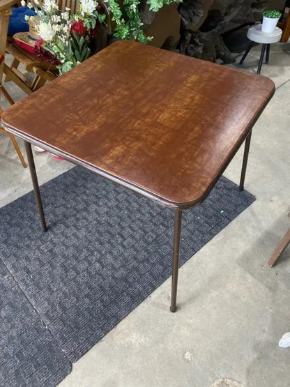 Faux Leather Top Brown Folding Table