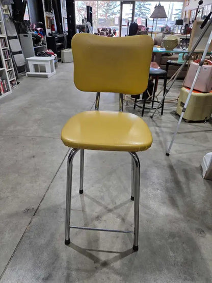 Vintage Chrome/Yellow Stool - 24"