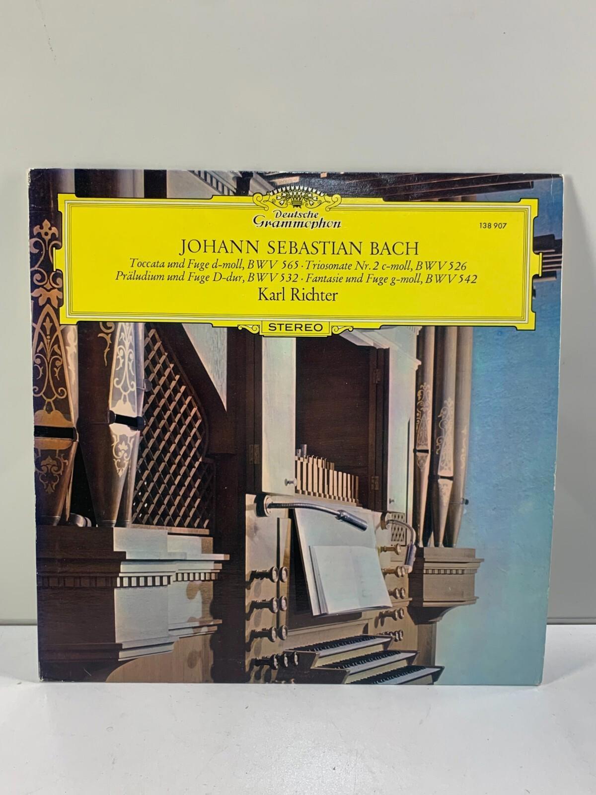 SLPM 138907 KARL RICHTER - JS BACH organ works DGG red stereo tulip LP EX+