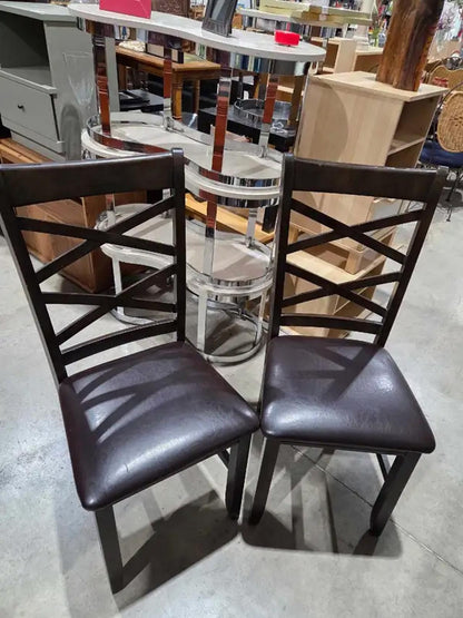 Dark Brown Wood/Vinyl Dining Chairs