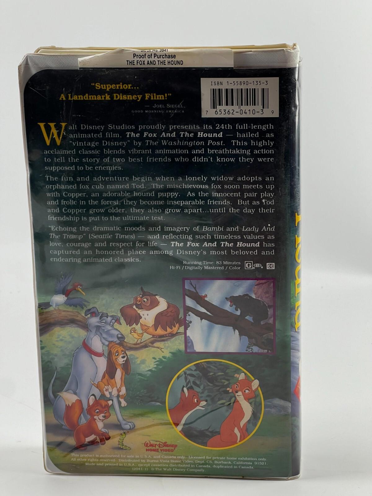 Rare WALT DISNEY CLASSIC The Fox and the Hound (VHS 2041) Black Diamond Edition