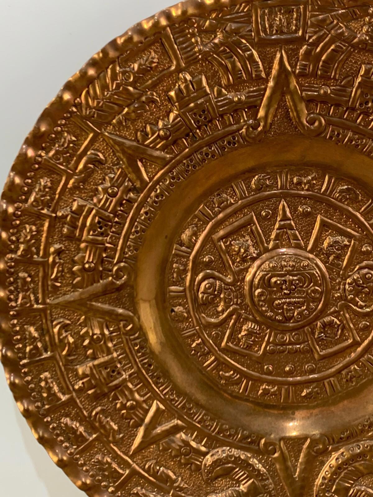 Beautiful AZTEC Brass Calendar