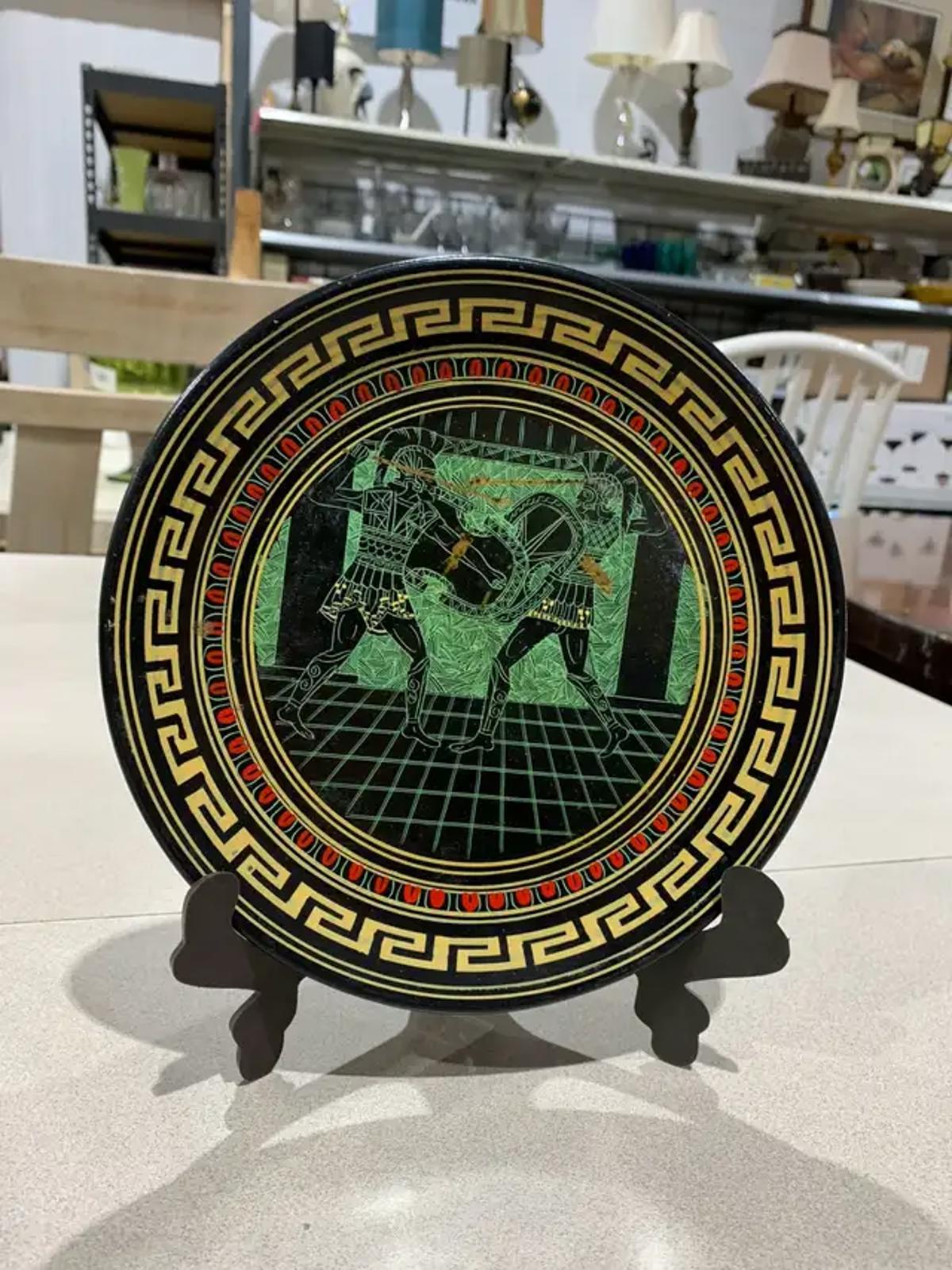Greek Hand Painted Decorative Plates - pair