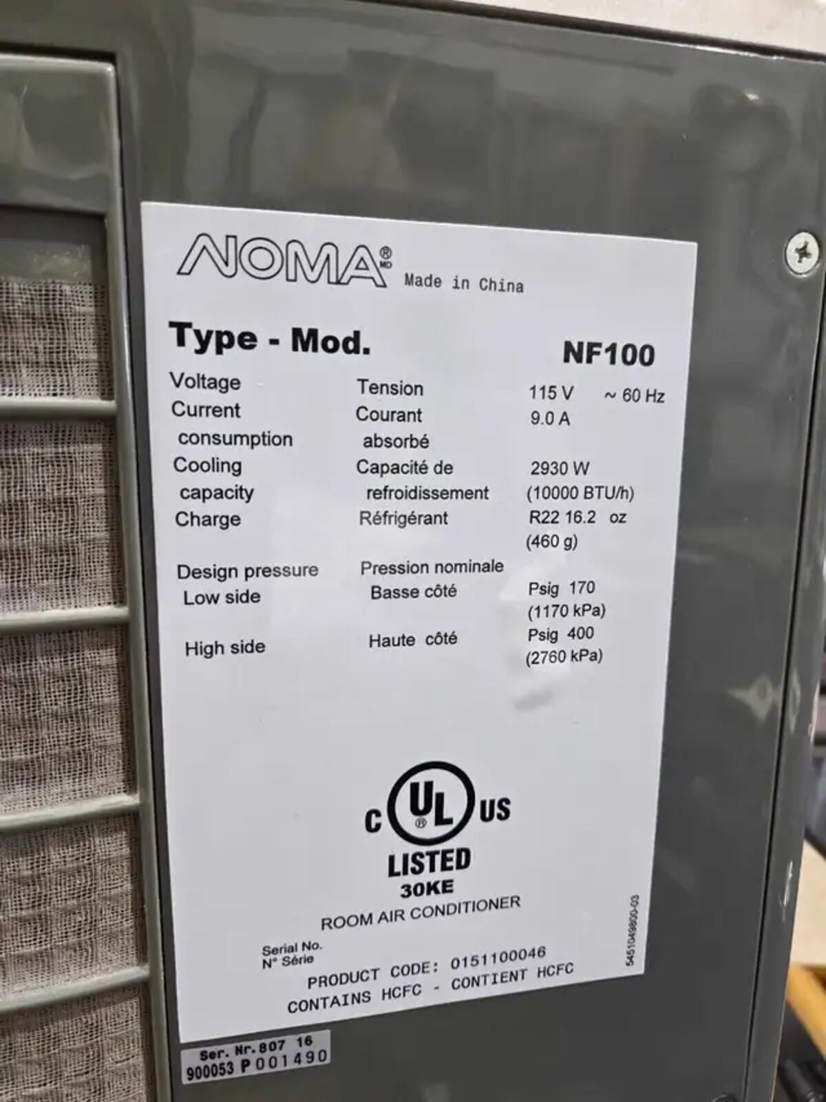Noma Portable Air Conditioner - 10000 BTU