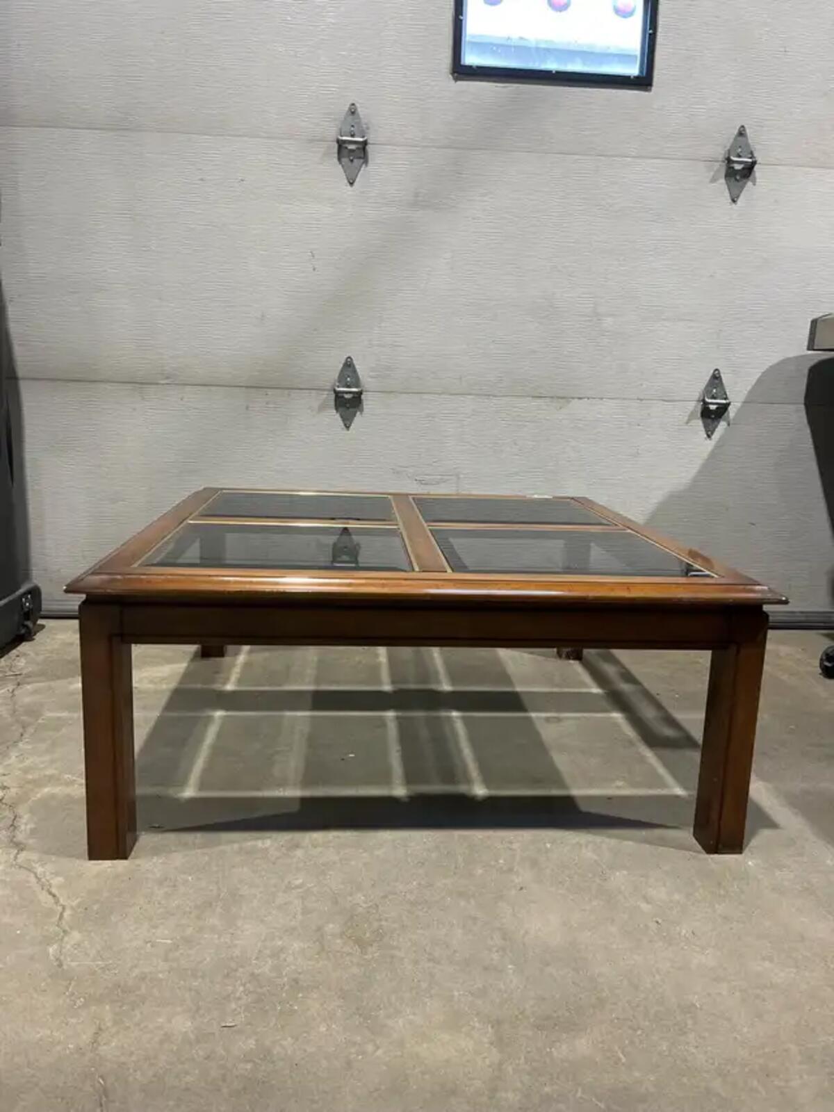 Vintage Wood and Glass Coffee Table