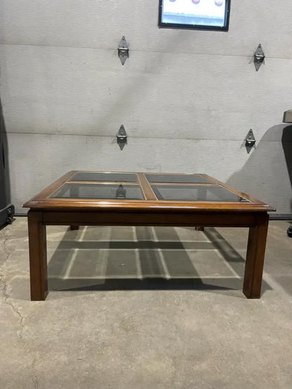 Vintage Wood and Glass Coffee Table