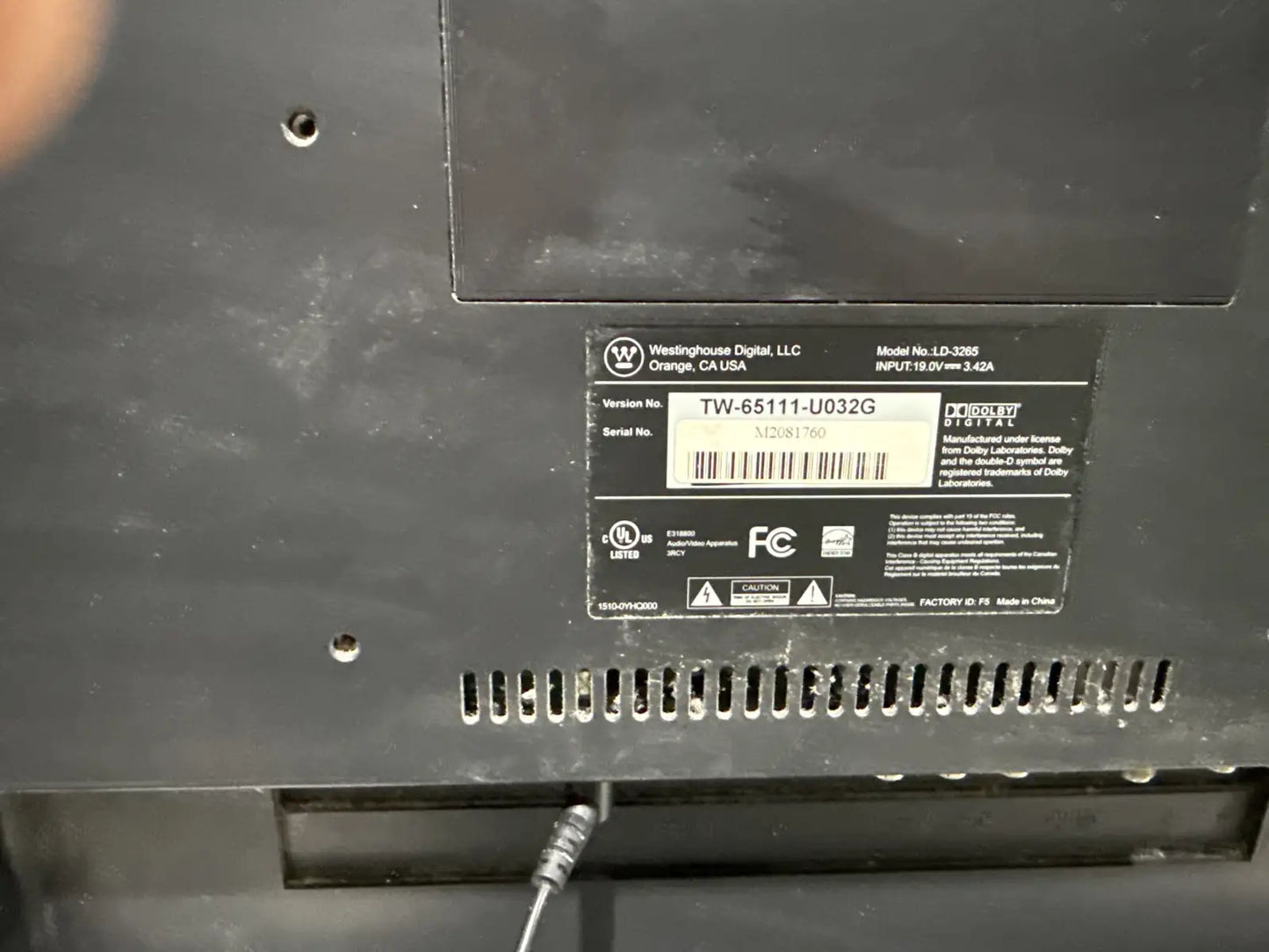 Westinghouse 32" LED TV no remote