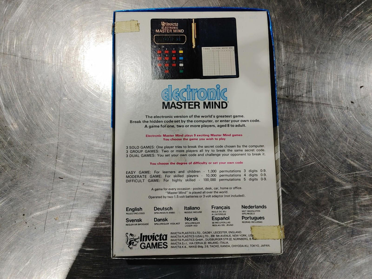 Electronic Master Mind Invicta Games Tested Working Black - Fair