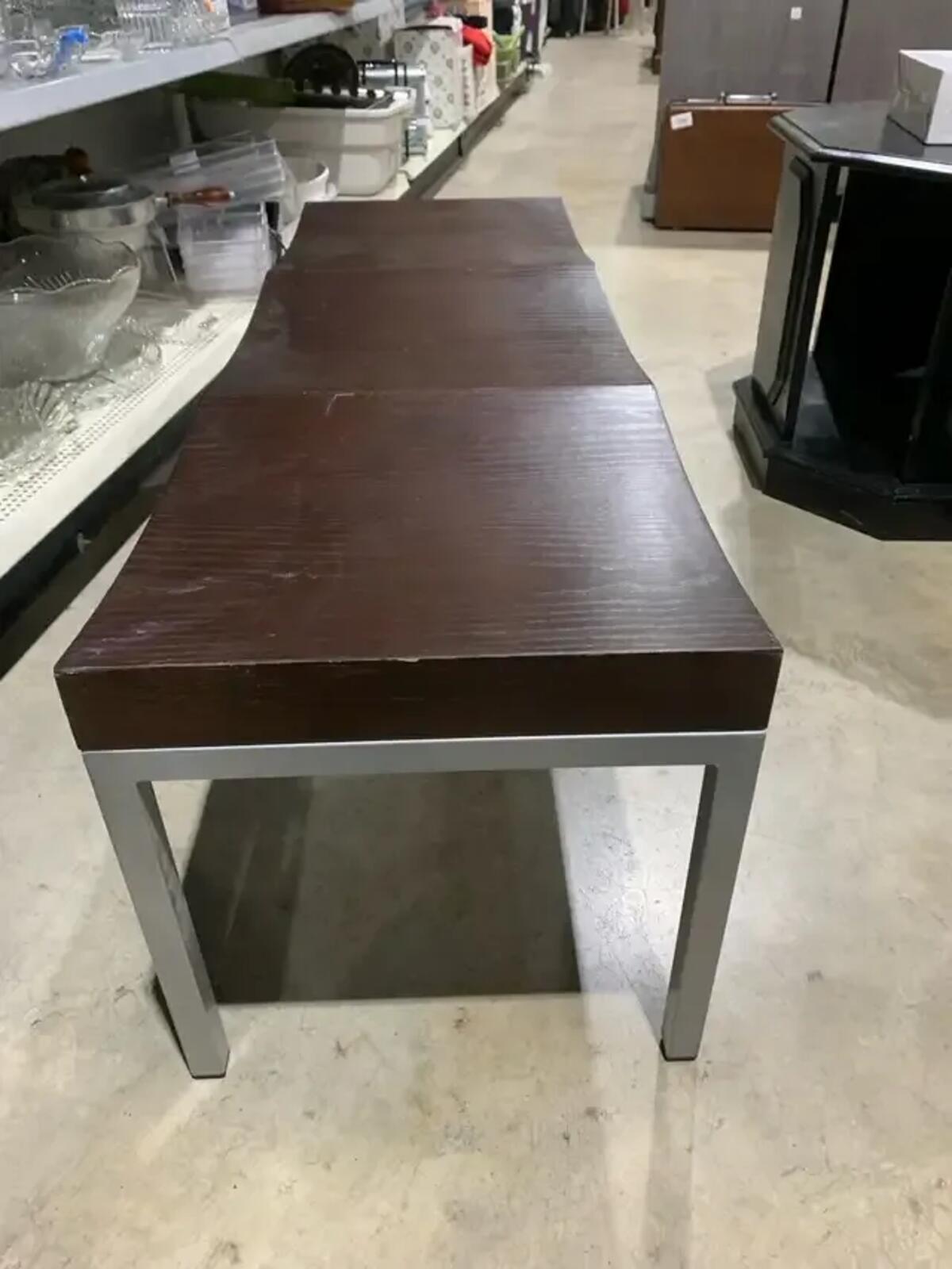 3 Seated Wooden Bench with Metal Legs