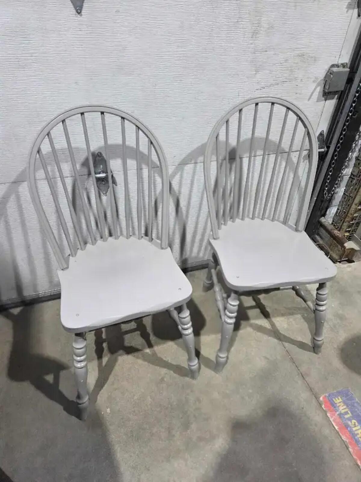 Wooden Windsor Dining Chairs (2) - Grey